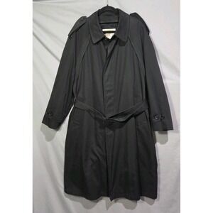 Clipper Mist Lined Utility Trench Coat Black Men's 44R Belted 3 Button Old Money